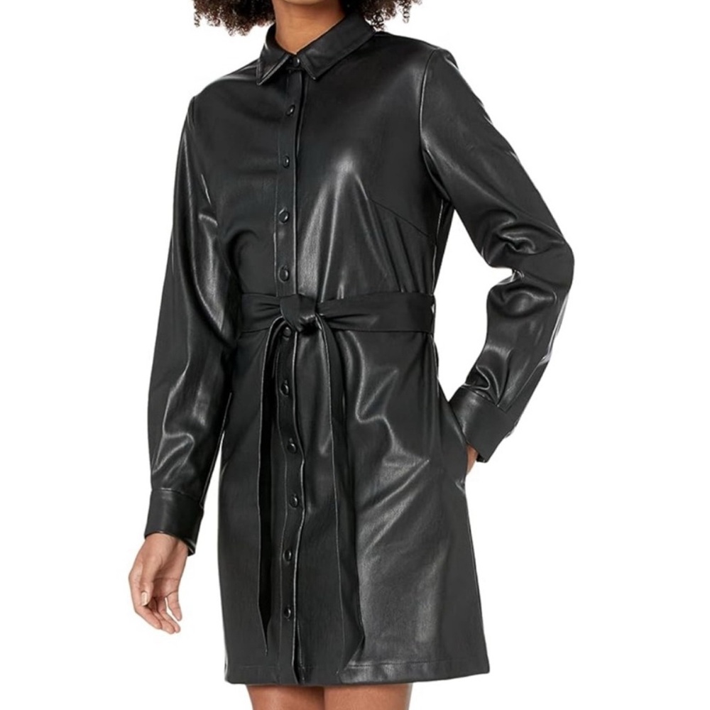 The Drop Black Vegan Leather Dress | Sz XXL